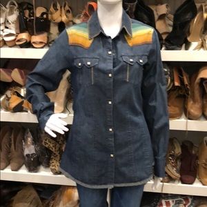 Tasha Polizzi Denim Serape Snap Front Shirt💋